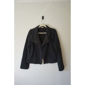 Eileen Fisher Moto Jacket Wool Blend Asymmetrical Zip Charcoal Grey S
